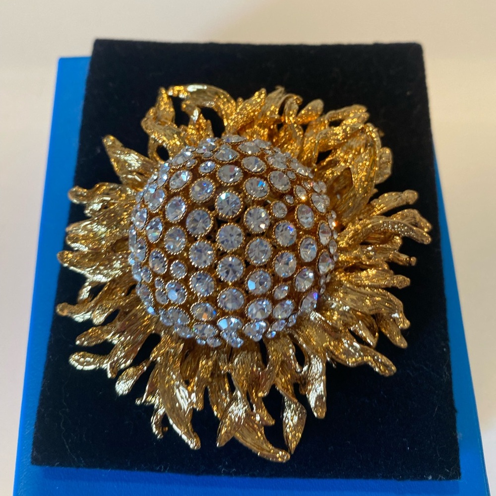Larisa Barrera Gold and Silver Sunflower Brooch/Pendant
